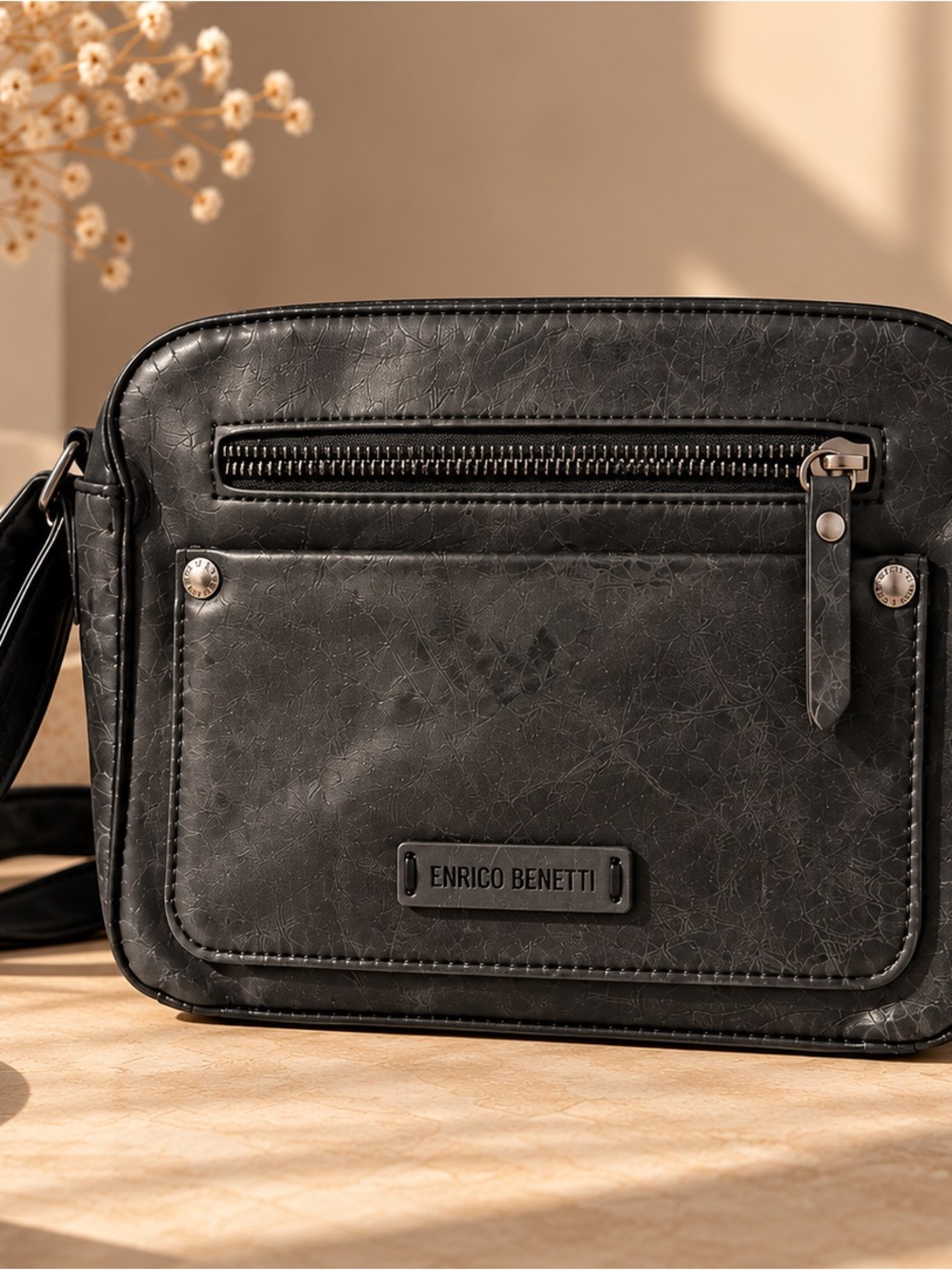 Black Leather-Effect Bag for women